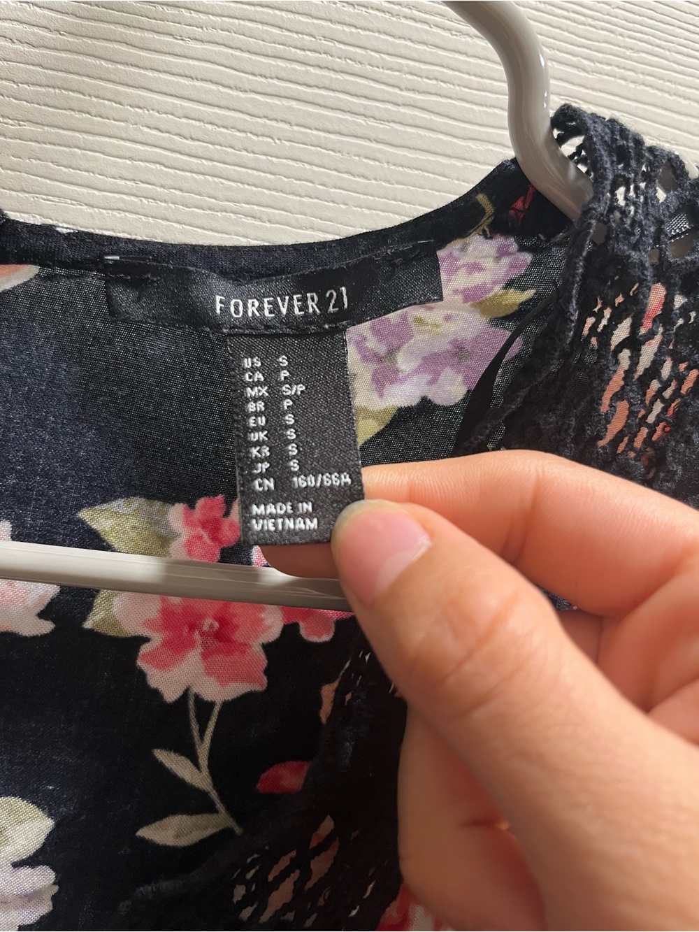 Forever 21 Black Floral Lace Trim Romper with Pink & Lavender Blooms - Picture 2 of 4
